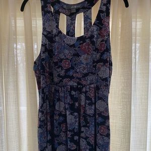 purple and blue floral dress